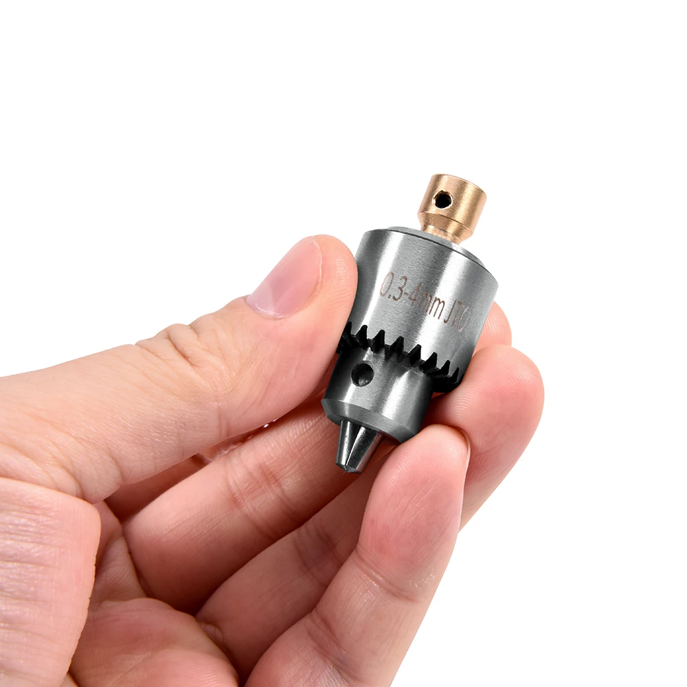 4Pcs/ Set Micro Motor Drill Chuck Clamping Range 0.3-4mm Taper Mounted Mini Drill Chuck Key 3.17mm Brass Electric Motor Shaft