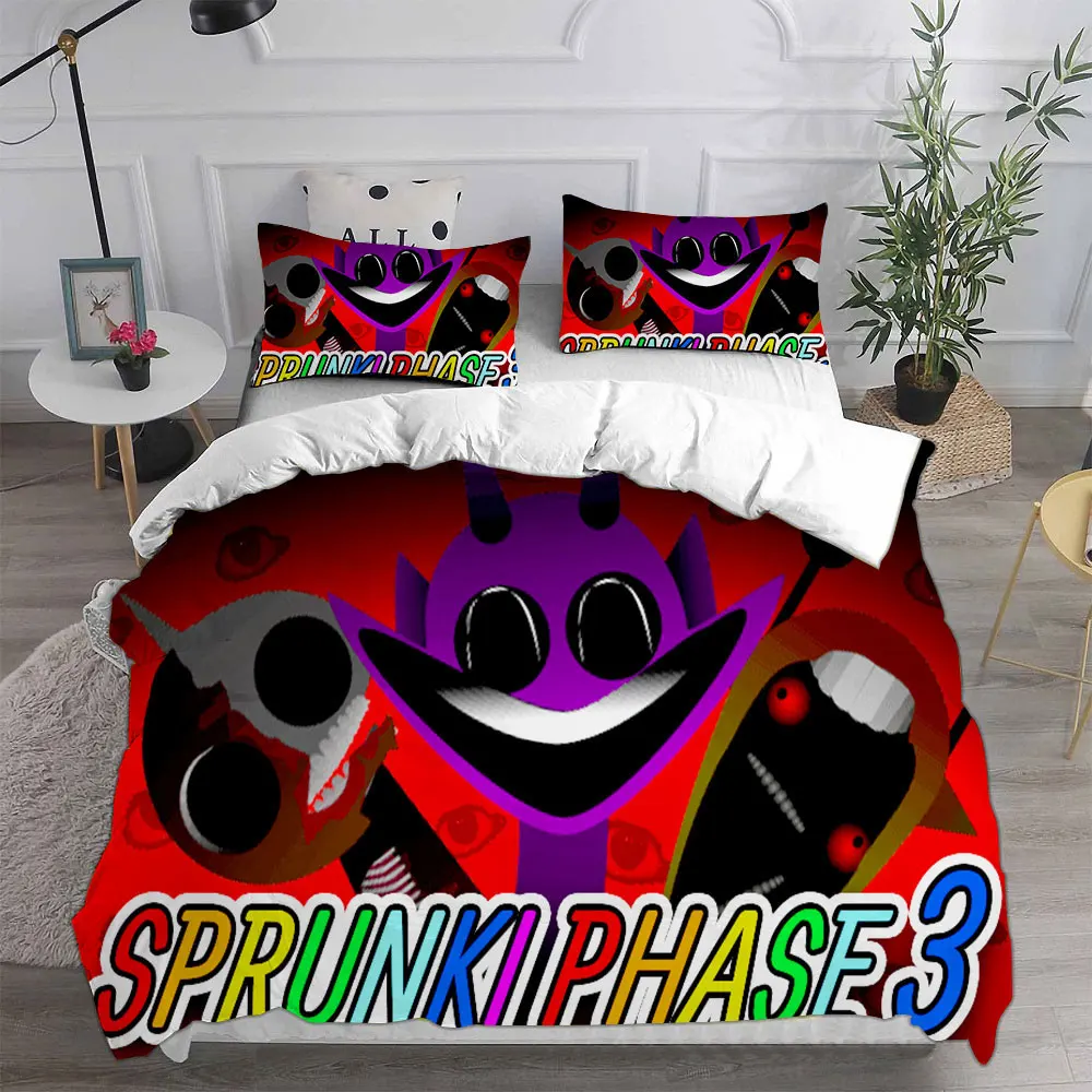 Sprunki Bedding Sets Soft Bed Cover Comforter Duvet Cover Pillow Case 2-3 Pieces Sets Teenagers Children\'s Gifts Bedroom Decor
