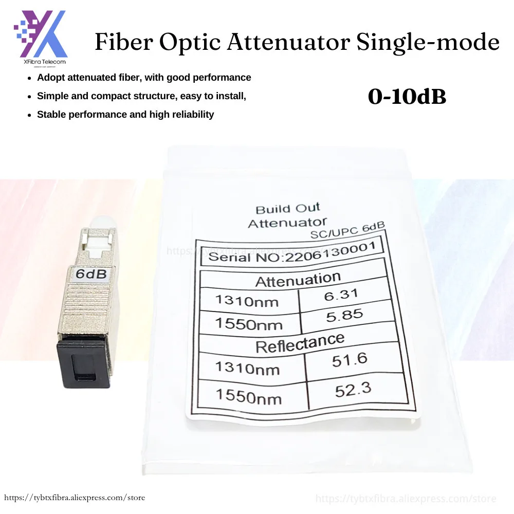 

5pcs Optic Fiber Adapter 1~10dB Flange Coupler Attenuator Special Promotion Connector SC/APC Female-SC/UPC Male Fixed