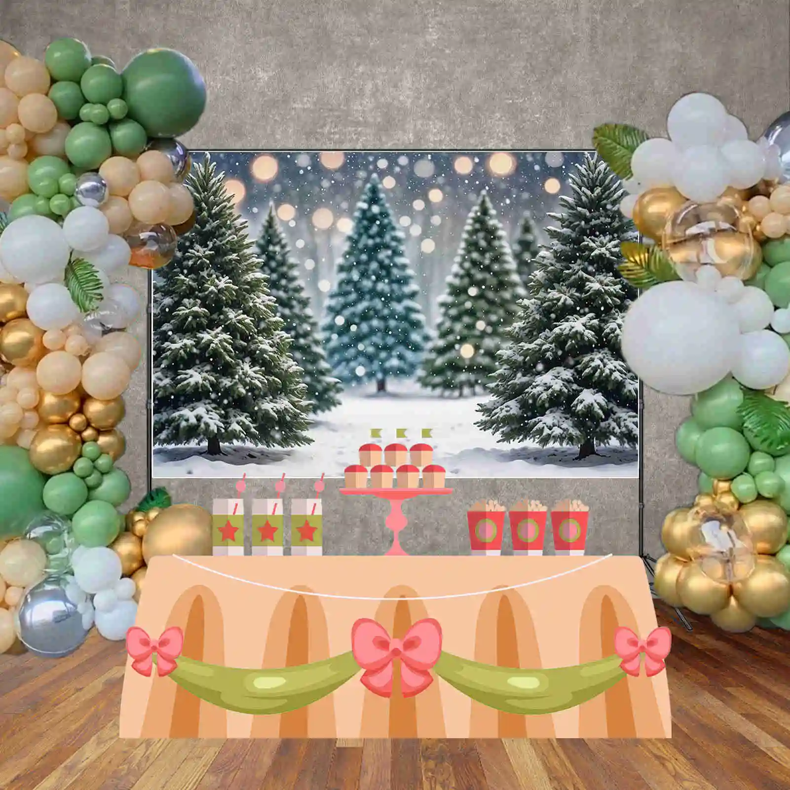 MOON.QG Christmas Pine Trees Background bambini Winter Forest Outdoor Snow Backdrops decorazioni per feste personalizzate puntelli fotografici