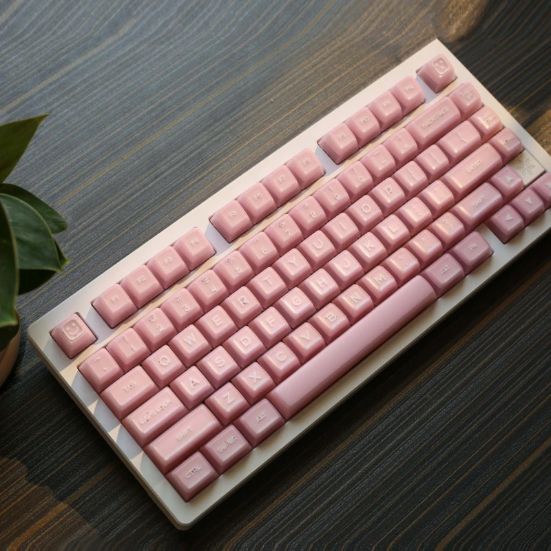 

PBT Peach Blossom Jade Keycap Set for 142 Keys SA Profile Dual-color Injection Semi-Transparent Keycap for Mechanical Keyboard