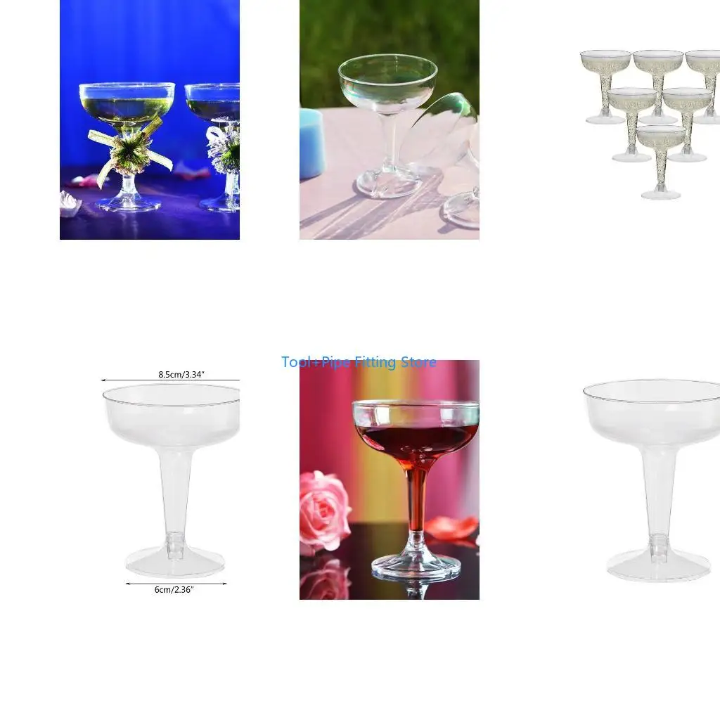 F92B Rounded Slight Plastic Flutes Goblet Party Family Gathering Shatter Proof