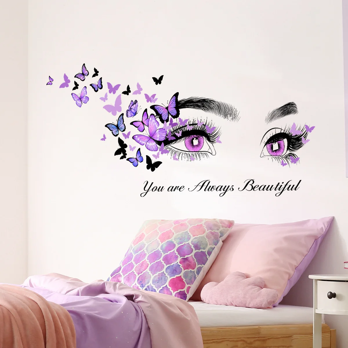 Beauty Eyes Butterfly Wall Sticker Home Decoration Waterproof Self-adhesive Stickers Bedroom Room Decor Wall Art Poster Decals