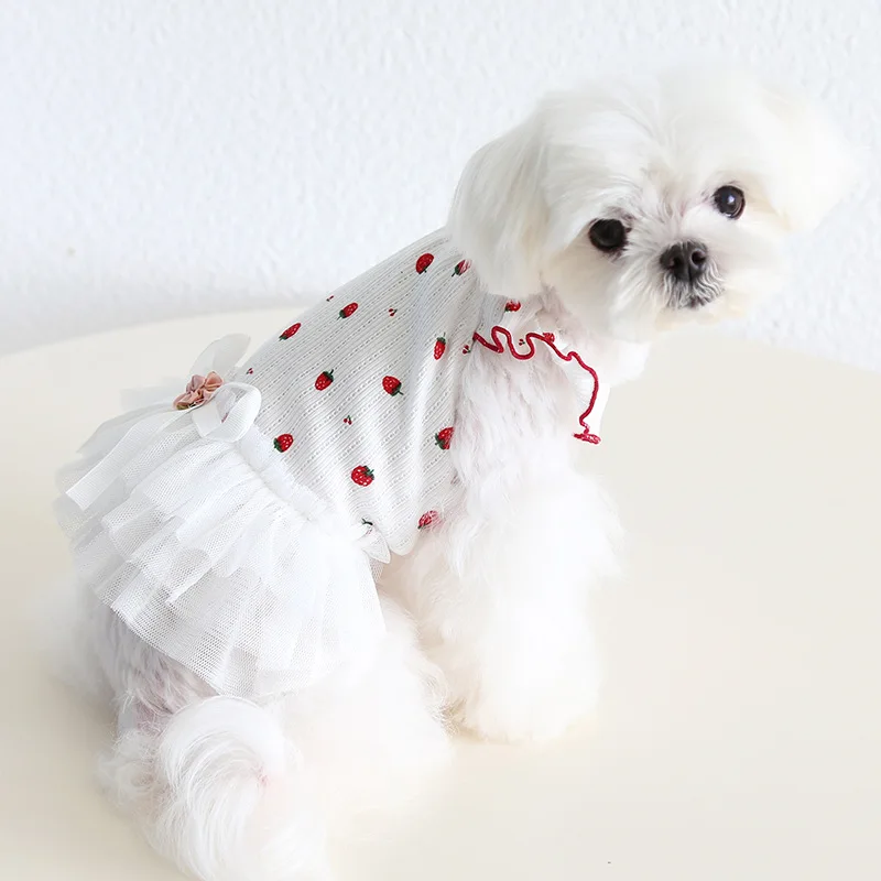 

Mutihome French Cute Bulldog Summer Jacquard Yarn Skirt 2026 Spring/Summer New Dog Cat Clothing Pet Clothes Dog Clothing