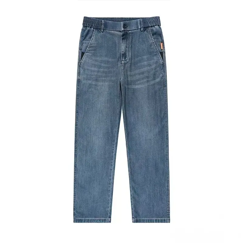 Streetwear Clothing Retro Men's Jeans 2026 New Loose Straight Summer Ice Silk Ultra-thin Elastic Long Pants Trousers for Men