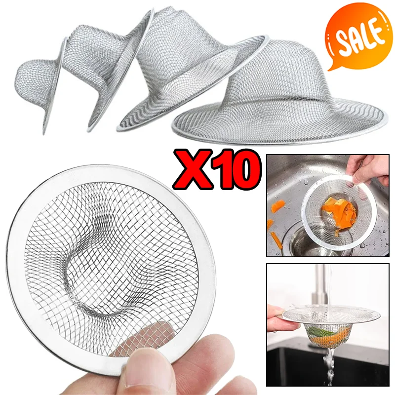Filtro de fregadero de cocina de acero inoxidable, tapón colector de pelo para drenaje de suelo de la ducha, colador de fregadero, accesorios de baño y cocina, 1/5/10 Uds.