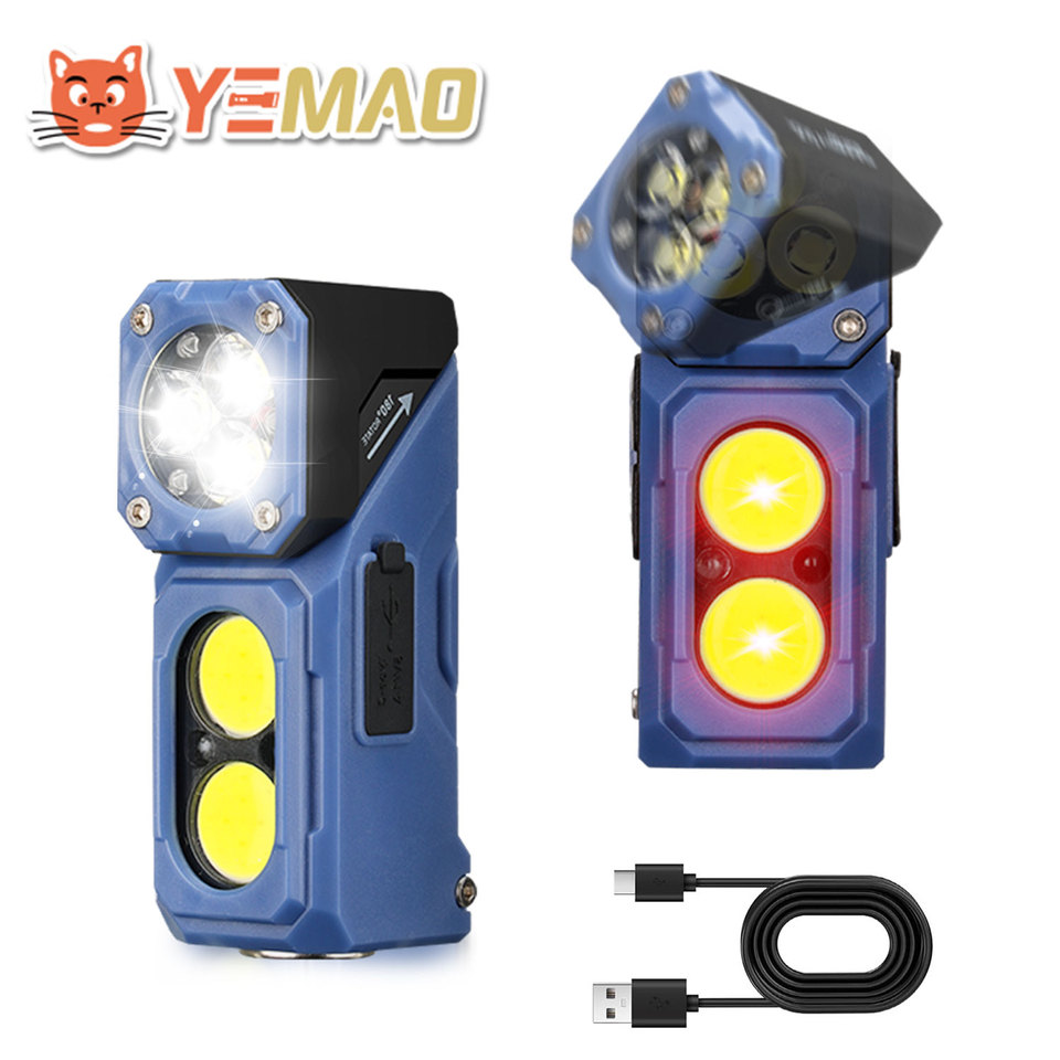  YEMAO T615 Multi-Function Flashlight 500LM 180° Rotatable (Headlamp/Cap Clip/Bike Light), Wave Sensing & USB Charging EDC Torch 