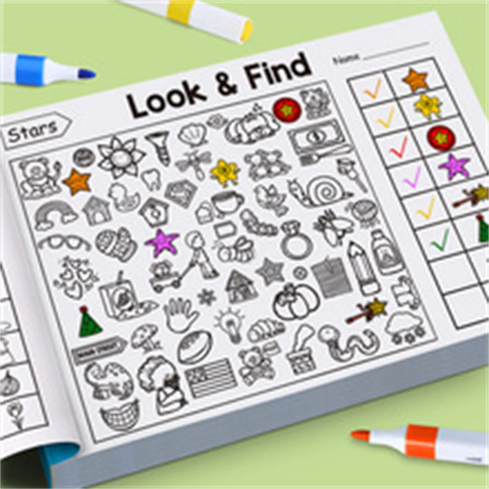 Children's Search For Items Game Enhance Visual Perception Fun Coloring Book Focus and Attention Handwriting Exercise Book