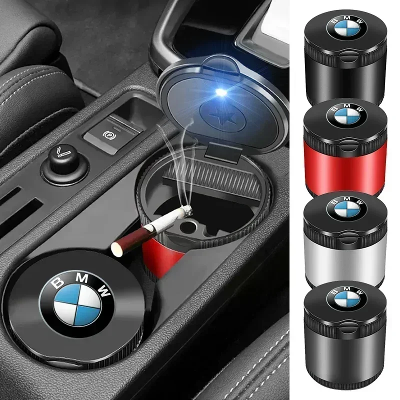 2025 Car For BMW Car Portable Ashtray LED Light Alloy Ash Tray Aluminum Cup For BMW 1 3 5 Series X1 X4 X5 X7 G20 G38 F20 F39 F48