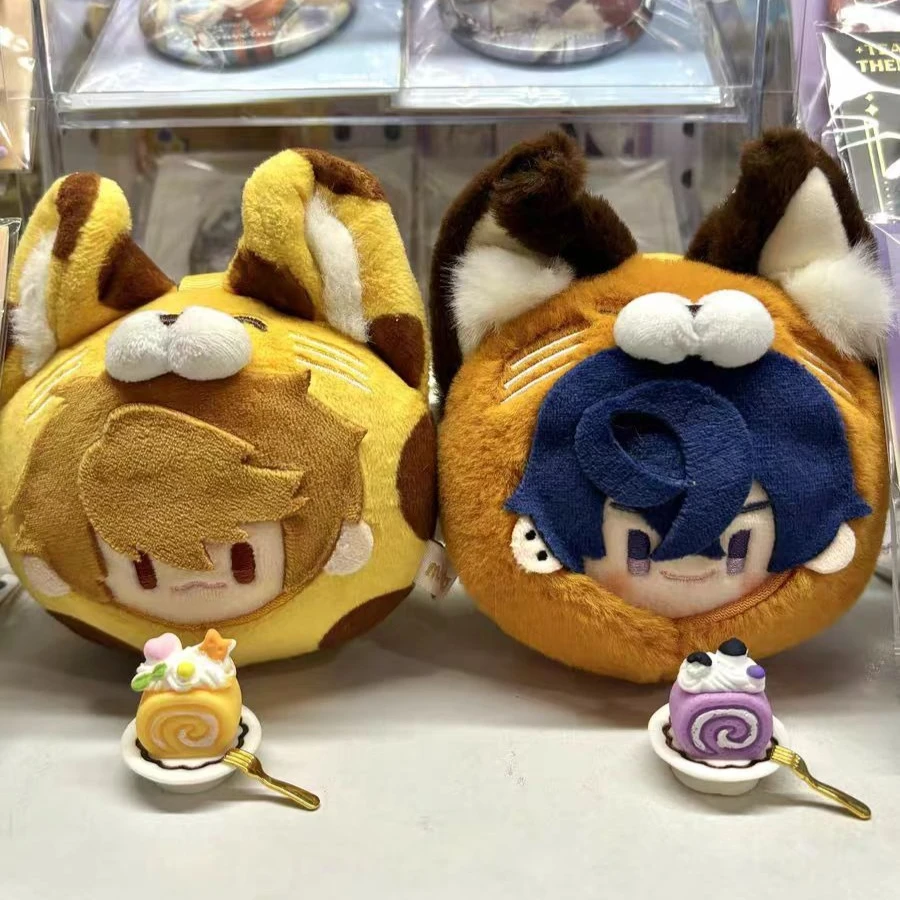 Pluszowy brelok Hot Tears of Themis MiHoYo z głową zwierzęcia, uszy, pompon, zawieszka do kluczy samochodowych, breloczek do torebki dla kobiet i dziewcząt, biżuteria.