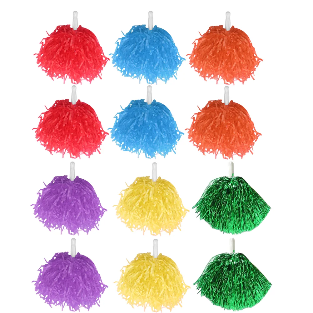 12 Pcs Cheerleaders Poms Gliter Pompoms for Sports Game Accessory Props Cheering Squad Supllies