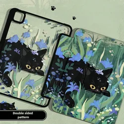 Pencil Slot Funda Case For IPad Air 6 Case IPad 10th Gen Air 5th 4th 10.9 Pro 11 2020 IPad 10.2 7th 9th 8th Flower Cluster Cat