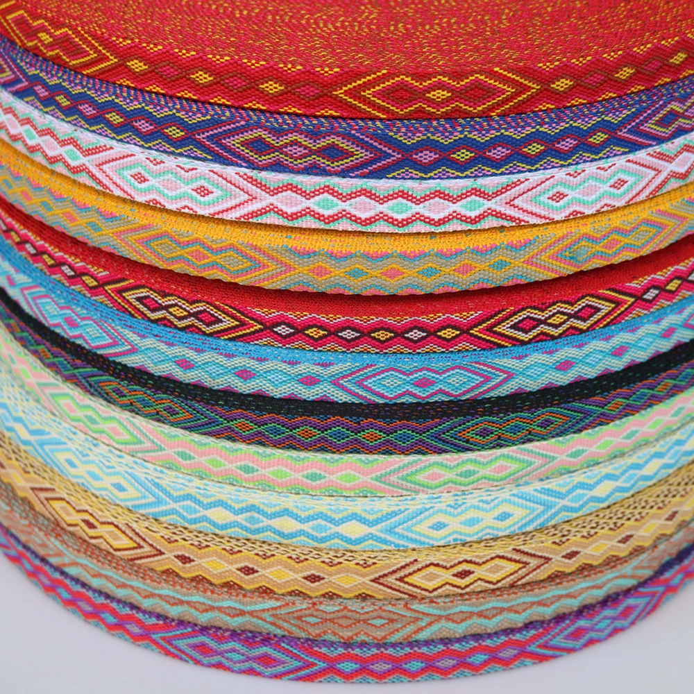 5 Yards Wide 13mm 0.5 Inch Thickened Jacquard Band Bracelet Embellishment Ribbon Geometric National Style 12 colors Available