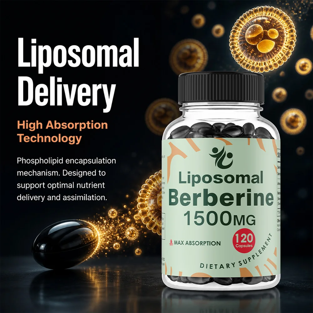 1500mg Liposomal Berberine HCL Capsules, High Bioavailability Nutritional Supplement for Whole-Body Balance, Non-GMO Gluten-Free