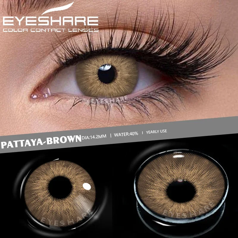 EYESHARE 1Pair Color Contact Lenses Color Contacts for Eyes Brown Colorful Eyes Lenses Yearly Cosmetic Makeup Eye Contacts Lens