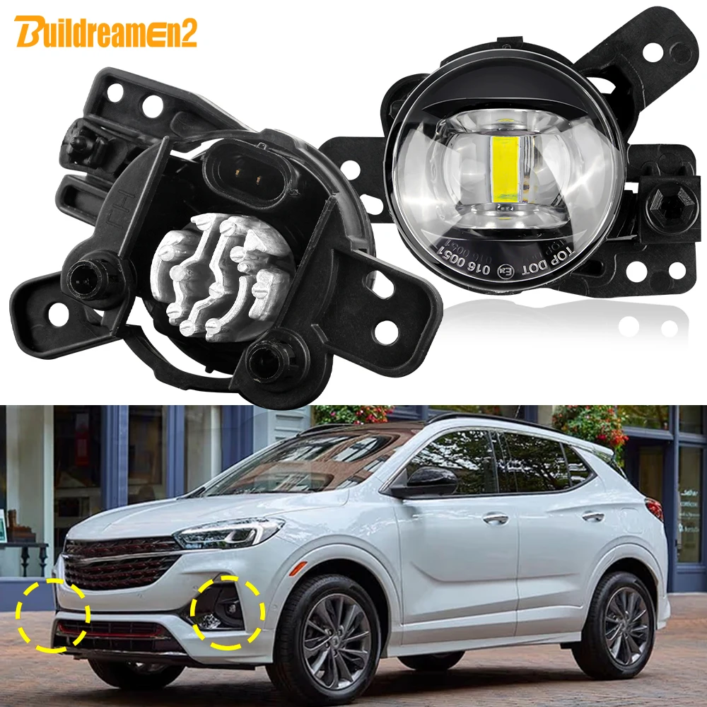 2 Pieces Car Canbus LED Lens Fog Light Accessories For Buick Encore GX 2020-2025 30W H11 Fog Daytime Running Lamp DRL 8000LM 12V