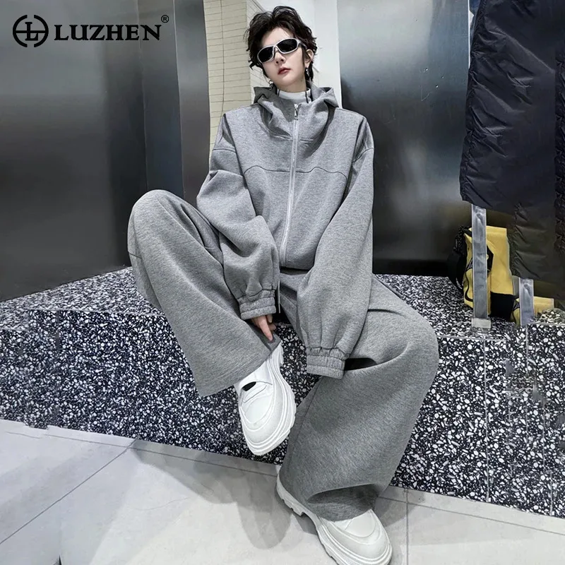 LUZHEN 스웨터 새로운 한국어 투피스 세트 패션 후드 남성 캐주얼 바지 틈새 디자인 Original Loose Tracksuit 2025 LZ8982