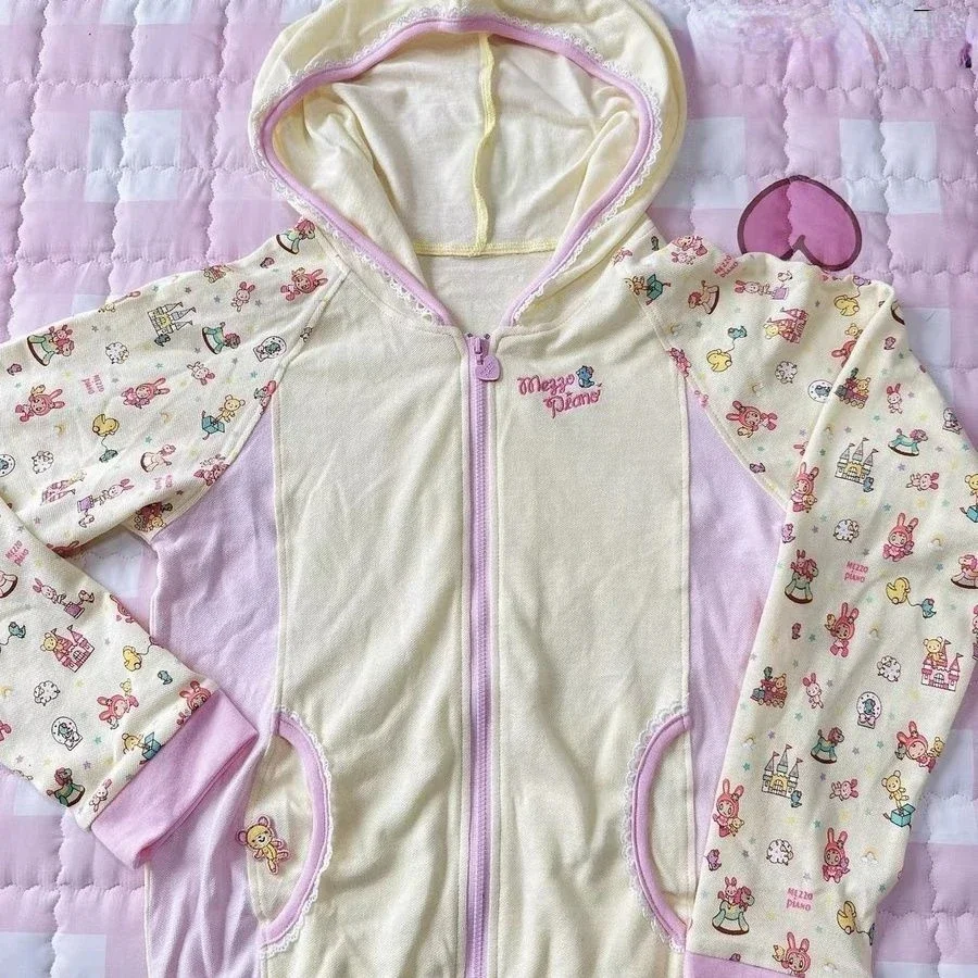 

Autumn Winter New Sweet Cute Cartoon Printed All Match Sweatshirt Hoodie Japanese Y2k Aesthetic Zipper Cardigan Coat Ropa Mujer