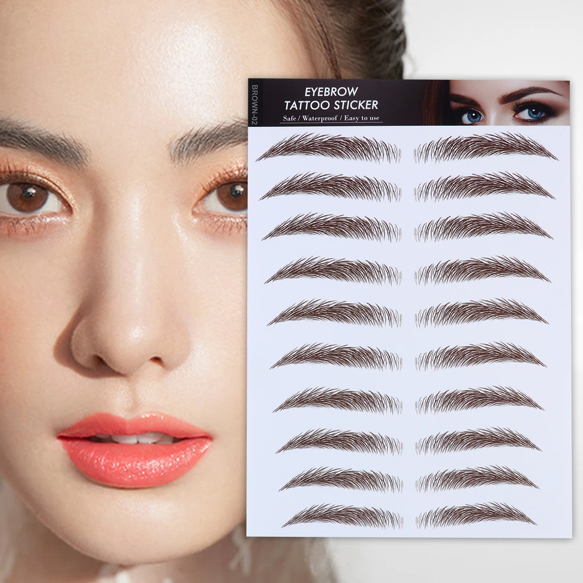 

Waterproof Eyebrow Stickers False Eyebrows Cosmetics 6D Hair Like Transfer Paper Reusable Water Sticks Fit Any Face Shape