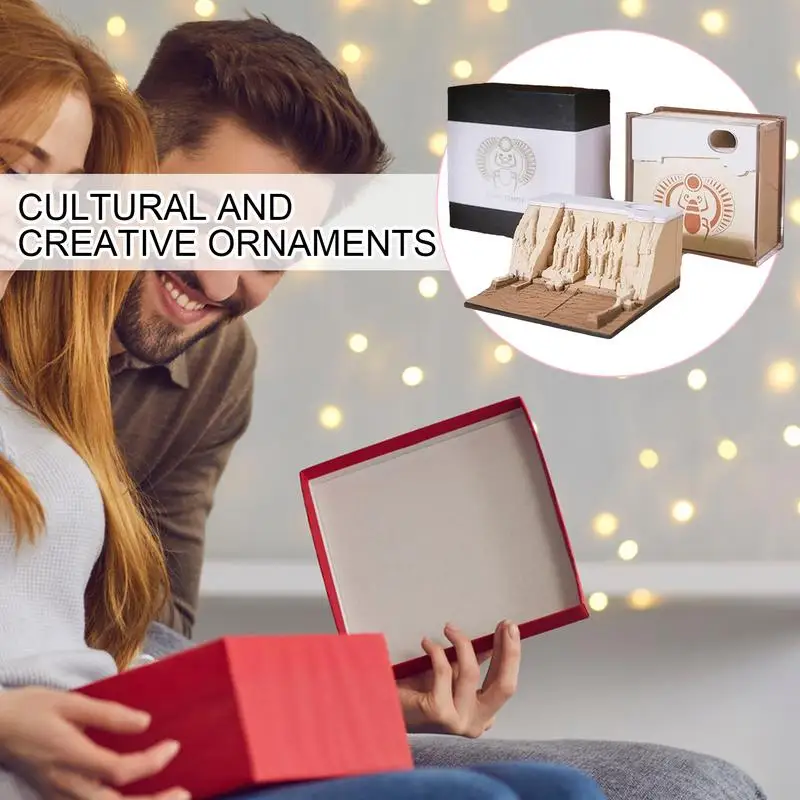 Memo Pads กระดาษศิลปะประติมากรรมวัด Tear-Away Notepad กระดาษแกะสลักศิลปะหัตถกรรม Sticky MeMO Pad พร้อมผู้ถือปากกาฝาครอบ