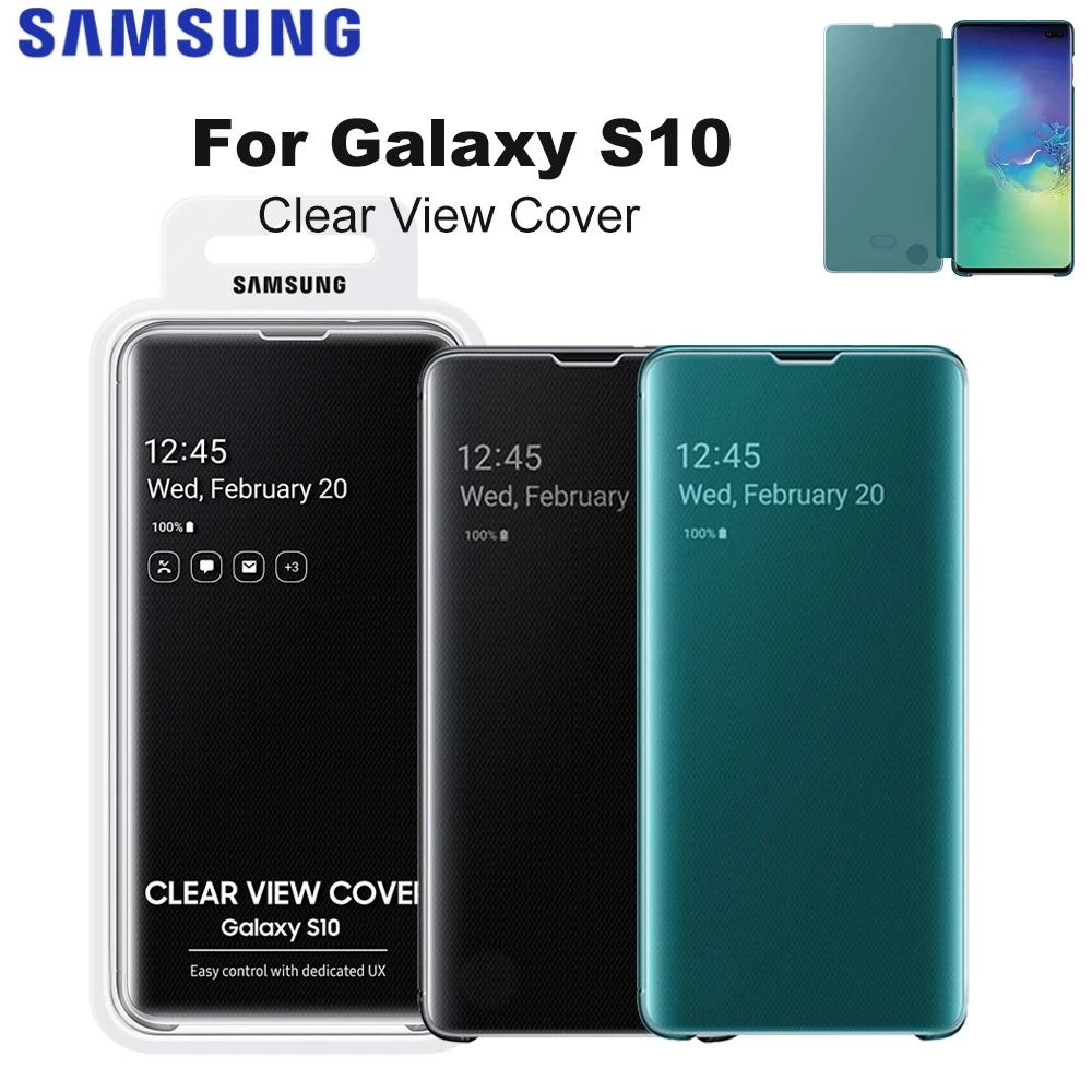 

Original Samsung Galaxy S10 Clear View Cover for Galaxy S10 S-View Cover Flip Case intelligence High-quality Phone Case EF-ZG97