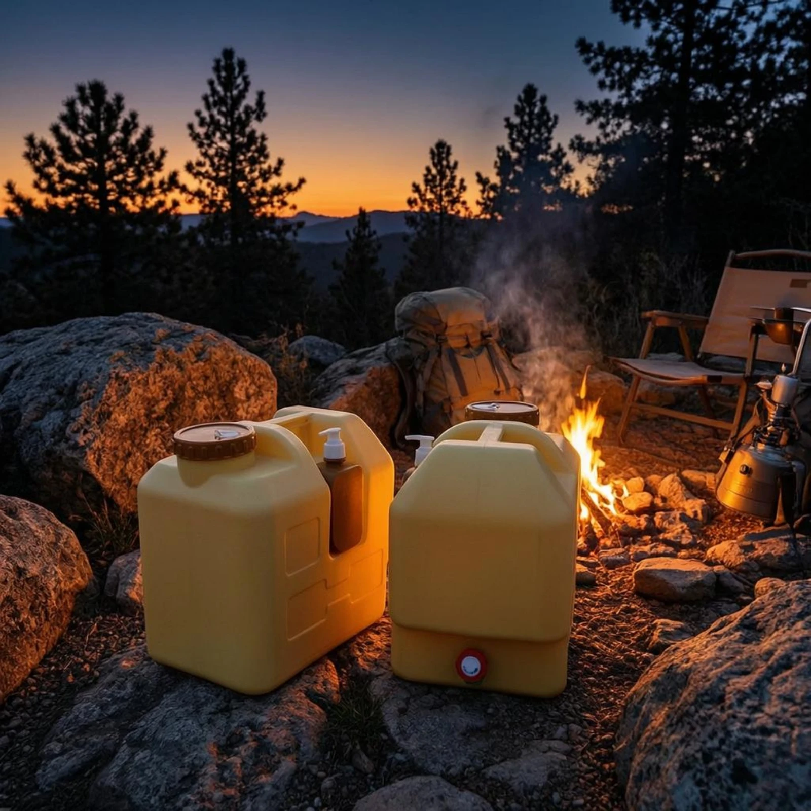 Water Pail Thickened Camping Water Pail Outdoor Container Rectangular Yellow for Vehicle Use