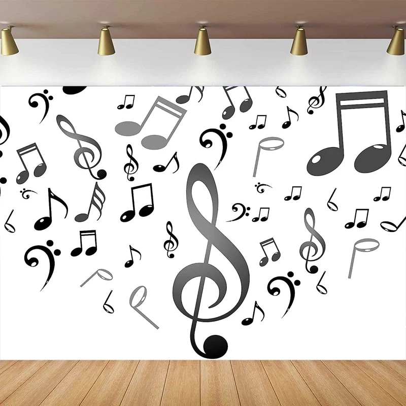 

Musical Note Photography Backdrop Music Banner Themed Party Interior Decor Background Portrait Shooting Poster