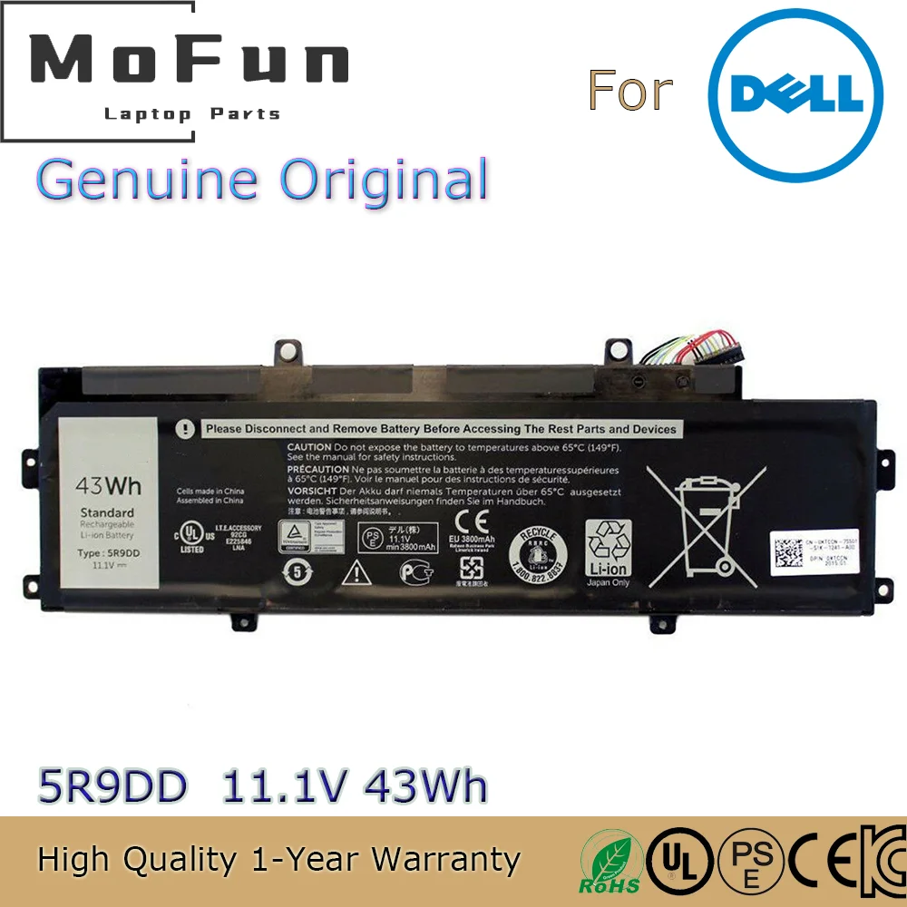 Brand New Original 5R9DD 11.1V 43Wh Laptop Battery for Dell Chromebook 11(3120) P22T P22T001 XKPD0 KTCCN