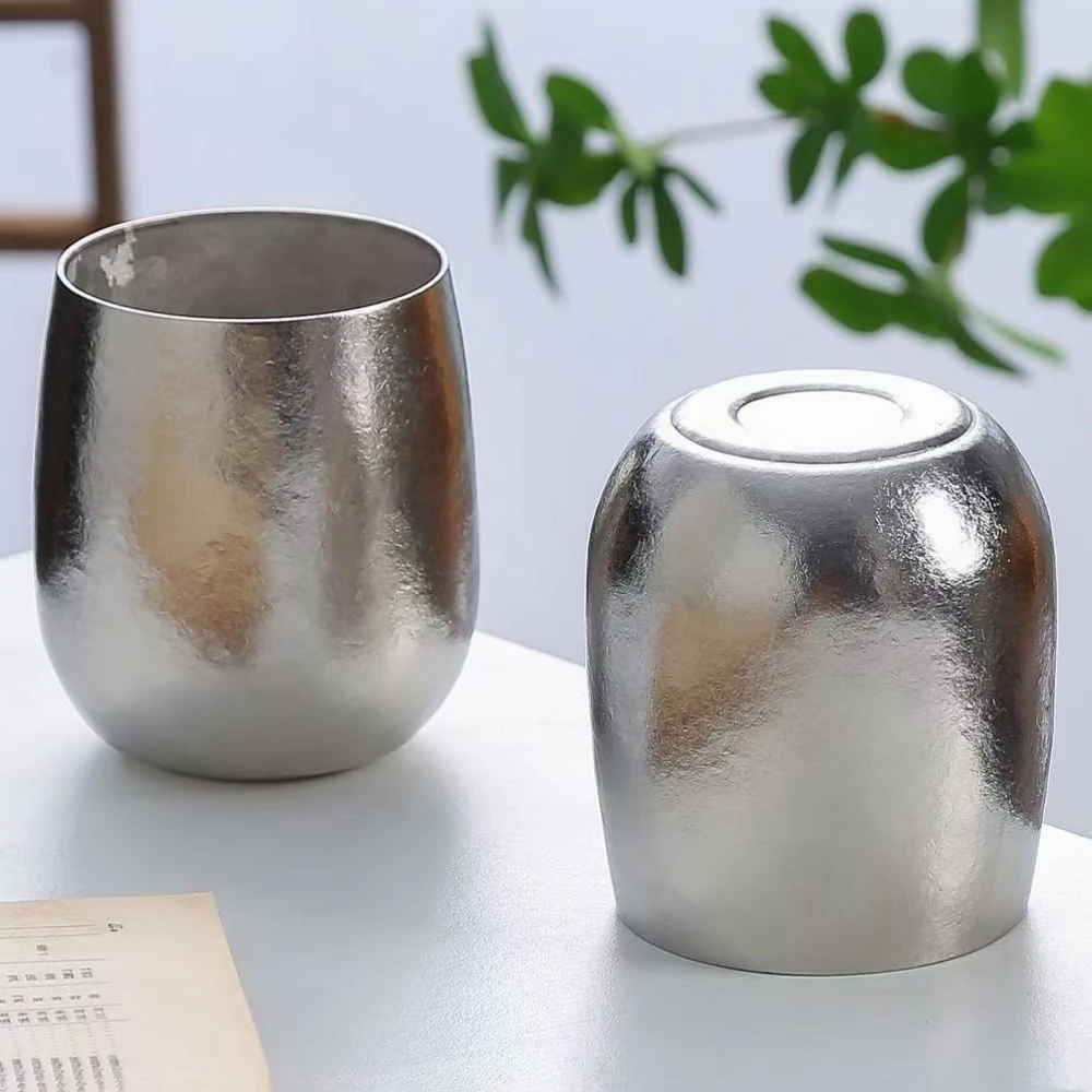 Outdoor Egg Mug Pure Titanium Double-Wall Coffee Mug,Water Cups Home Drinking Office Tea Mug 280 ml Beer Luxury-Feel Juice Cup