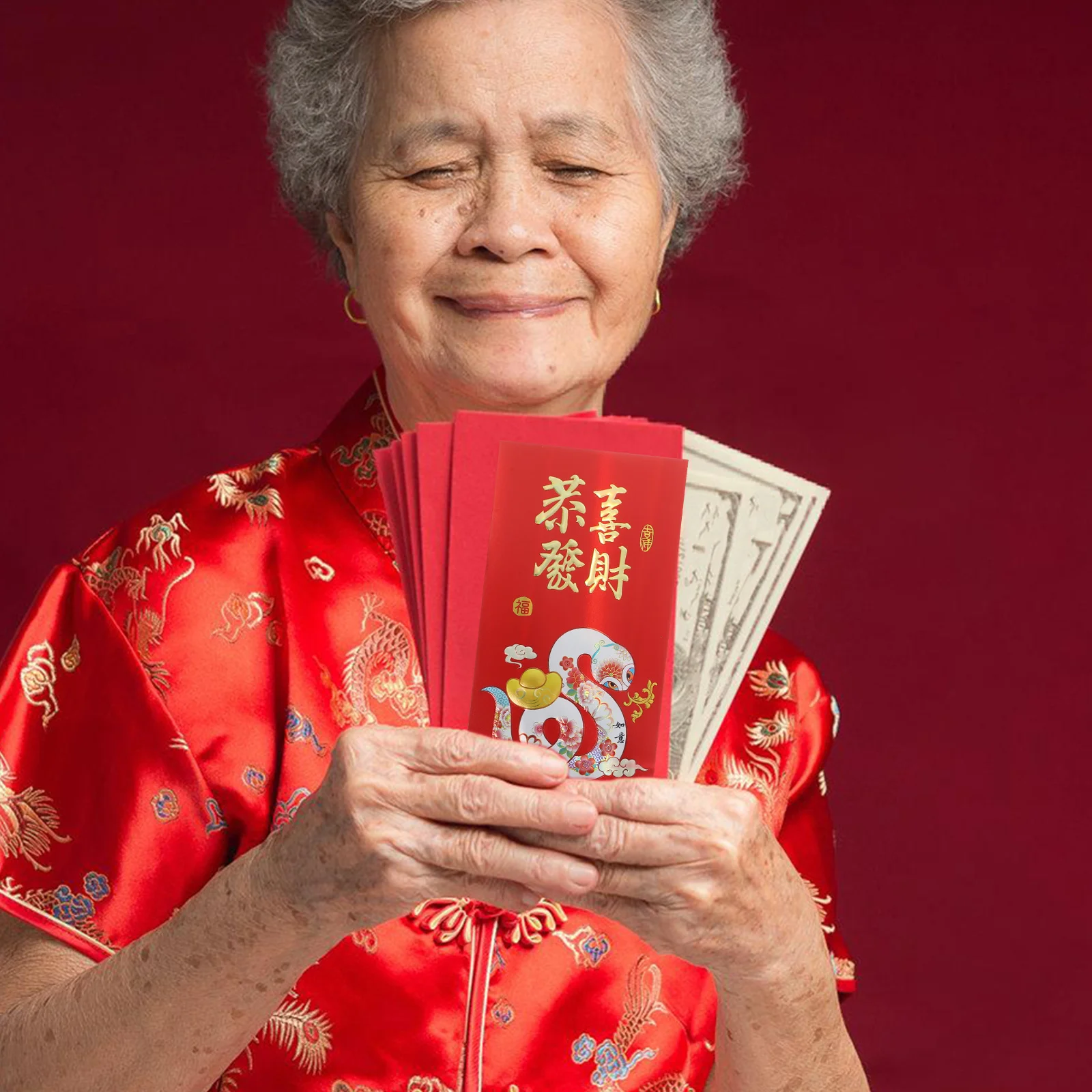 

6Pcs Chinese Red Envelopes 2025 Snake Lucky Money Packets for Chinese New Year Birthday Wedding Baby Shower Chines Red Envelope