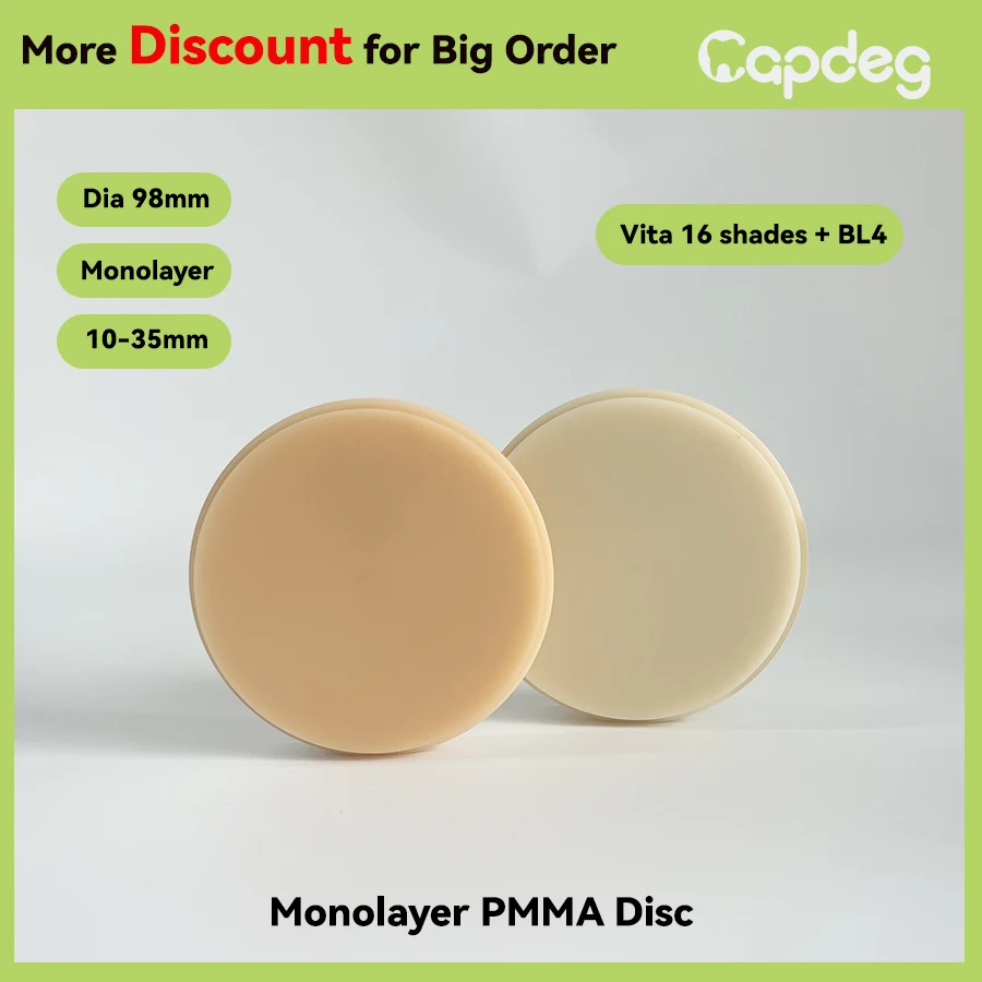 

Фрезерованные диски PMMA для зуботехнических лабораторий CAD/CAM, однослойные, 98 мм, заготовки Vita, 16 оттенков + отбеливающие цвета, для временных реставрационных материалов