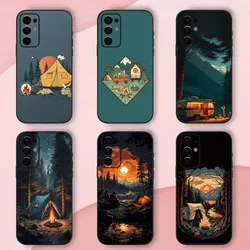Nature outdoor camping Phone Case For Samsung S24,S21,S22,S23,S30,Ultra,S20,Plus,Fe,Lite,Note,10,9,5G Black Soft Shell