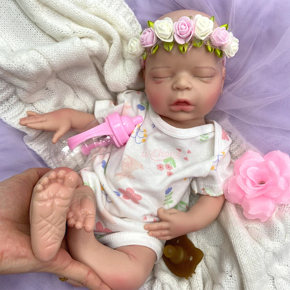 18 inch volledig siliconen reborn babypop meisje, hoge kwaliteit & veilig, kan speen gebruiken, pop als aandenken cadeau voor poppenliefhebbers