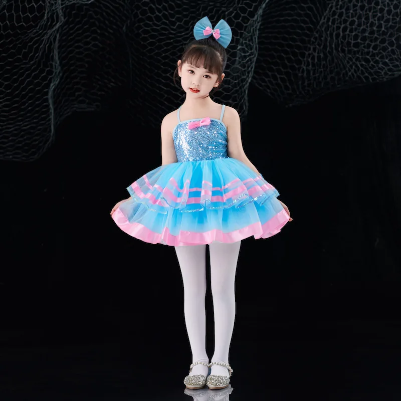 New Children's Pengpeng Skirt Kindergarten Dance Princess Skirt Dress Girl's Glitter Yarn Skirt Performance Costume Performance