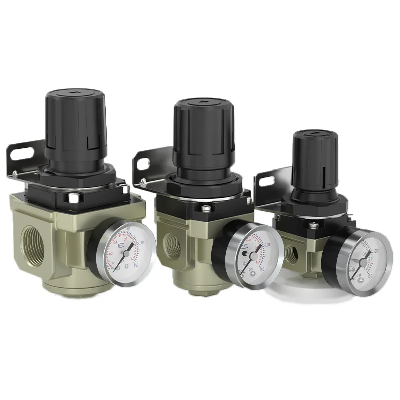 AR3000 AR2000 G1/4 ''6 مللي متر 8 مللي متر 10 مللي متر 12mm التحكم في الهواء ضاغط تخفيف الضغط صمام منظم مع المناسب