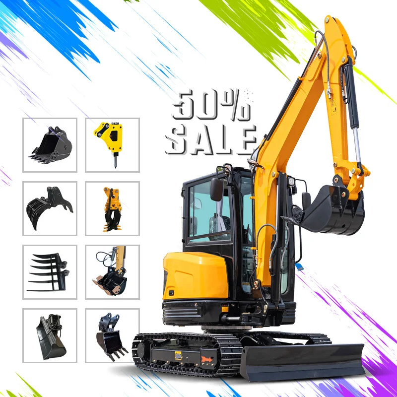 Hot Sale Digging Hine Widely Used Hydraulic Crawler Digger Mini Excavator 1 2 Ton With Free Parts