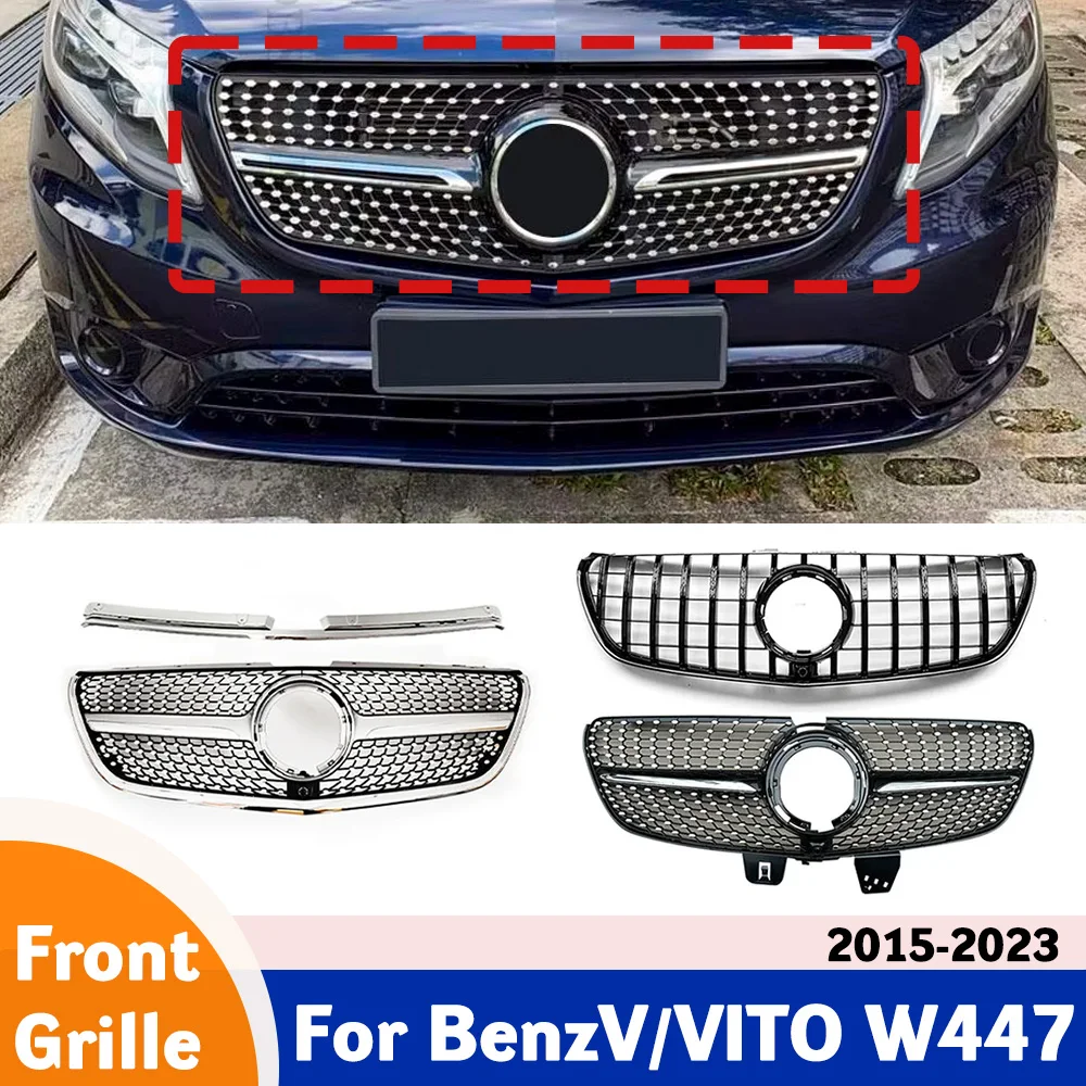

2015-2023 Diamond front grille bumper, suitable for Mercedes Benz Vito V W447, similar to V250 V300 V260 tuning body kit