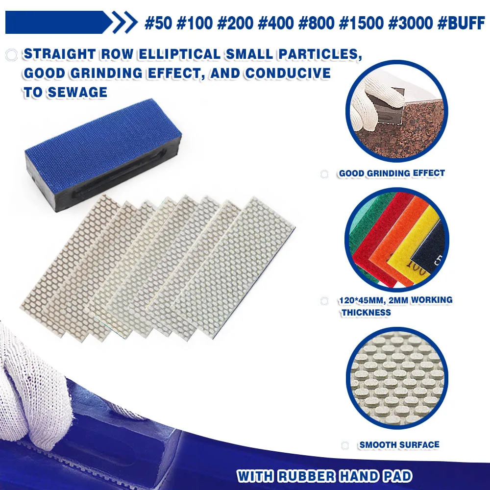 SHDIATOOL 3Pcs แผ่นเพชรบดเปียกขัดหินอ่อนหินกระเบื้องแบบพกพาเครื่องบดเครื่องมือ Grit50 BUFF