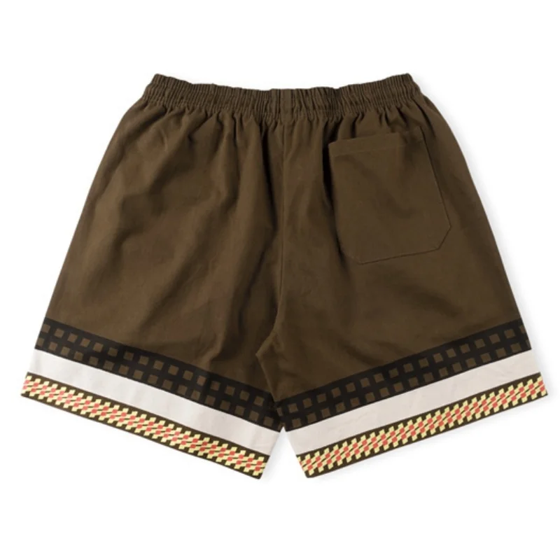 Vintage Striped Plaid Cactus Jack Shorts Men Women Drawstring Elasticated Waist Casual Loose Sports Pants