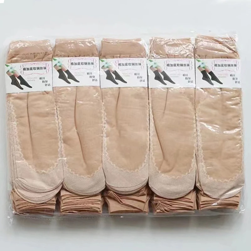 

10Pairs Spring Summer Women Silk Socks Breathable Non-Slip Transparent Thin Socks Ladies Short Socks Nylon Slippers Sock