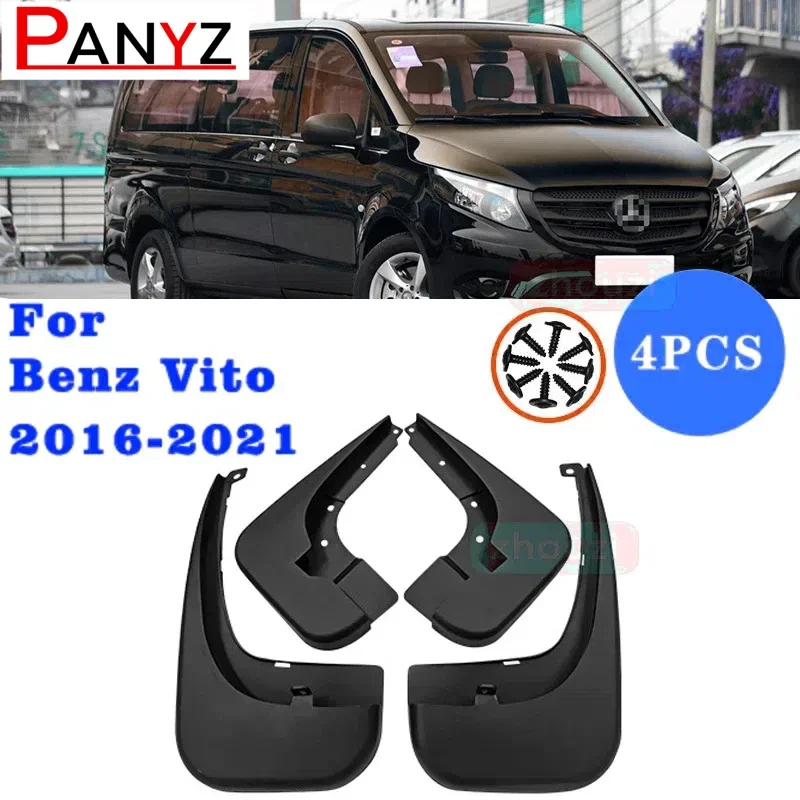 4pc Set For Benz Vito 2016-2021 Molded Mud Flaps Splash Guards Mudguards Fender Electric Styled Molded Car Flares Replacement