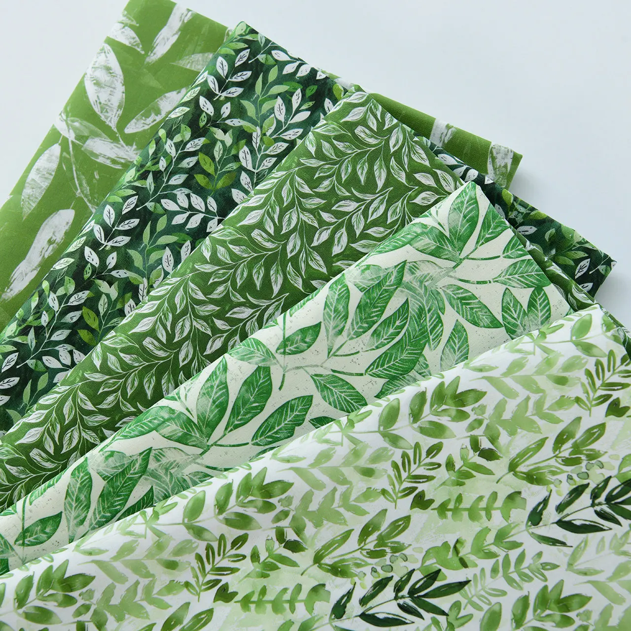 40s Pure Cotton Poplin Fabric Mori Green Leaf Print Durable Anti Pilling Wrinkle Resistant For Patchwork Doll Diy Sewing Craft