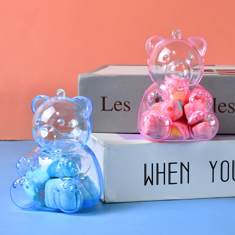 

12pcs Cartoon Little Bear Shape Transparent Candy Box Cute Animal Candy Gift Box Children's Day Baby Shower Party Packaging Box