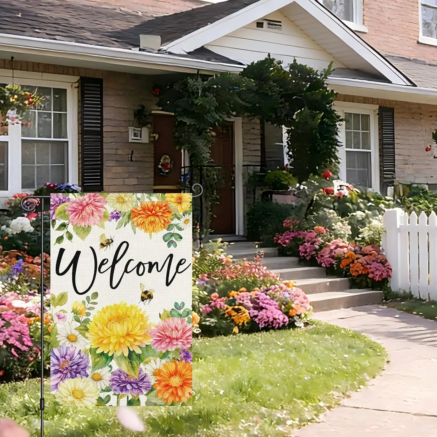 Heyfibro Spring Garden Flag 12x18 Inch Double Sided Floral Welcome Garden Flag Seasonal Small Yard Flags for Outside House F AAS