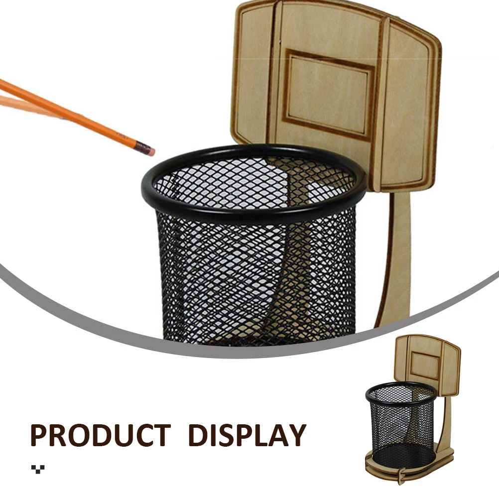 

Metal Basketball Stand Pen Holder Mesh Organizer Anti Rust Smooth Finish Office Desk Accessory Pen Holders Desk Organizer