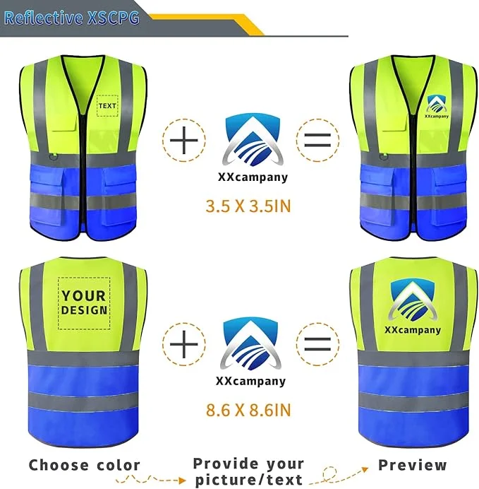 Custom LOGO Hi Vis Safety Vest Waistcoat Men Multi Pocket Construction Workwera Safety Uniform