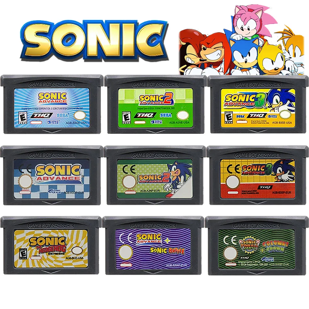 Popular Sonic Series GBA 32-bit Electronic Game Card Ink Cartridge Best Birthday Gift for Boys Holiday Present