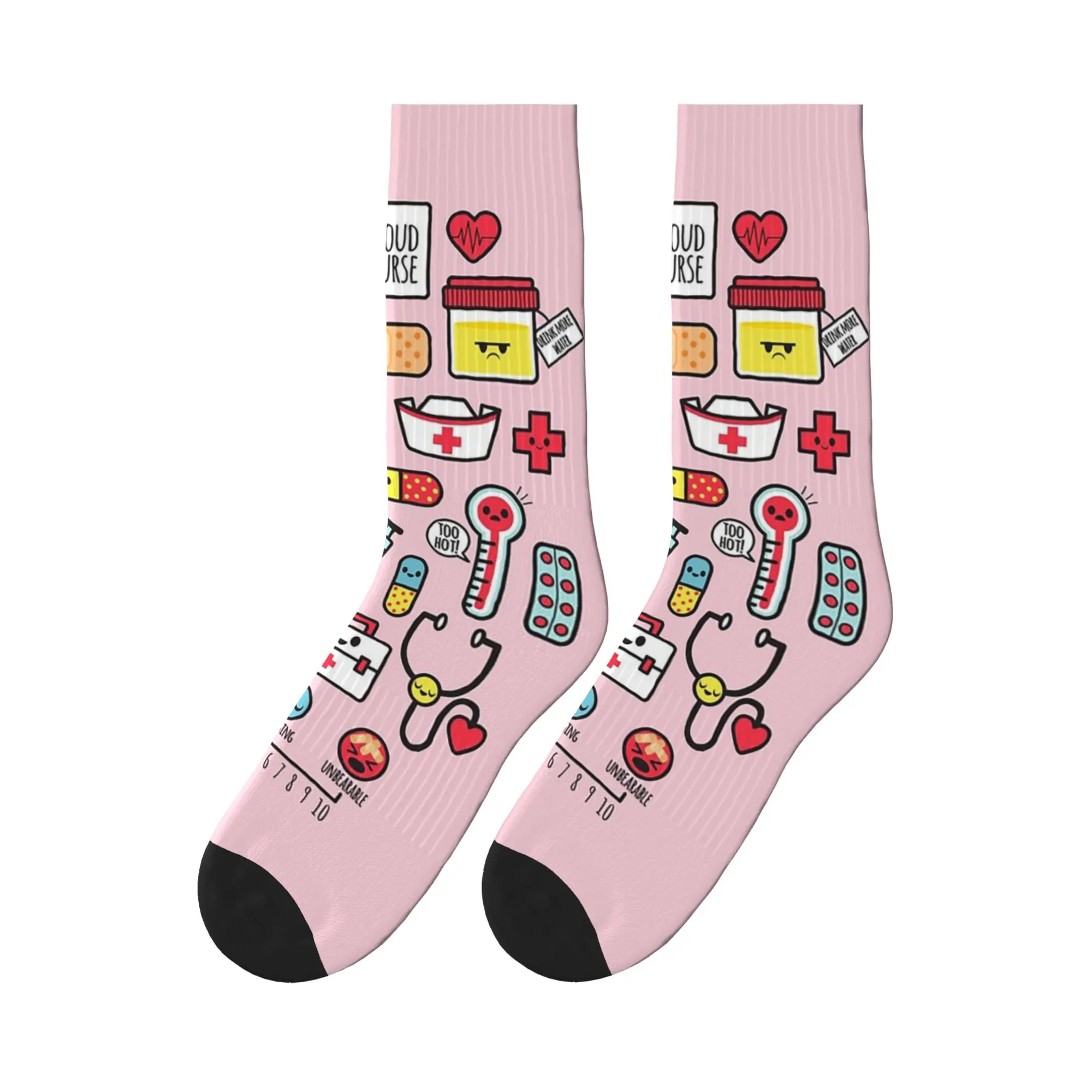 

Proud To Be a Nurse Pink Sports Socks Super Soft Stockings All Season Long Socks for Unisex Christmas Gifts