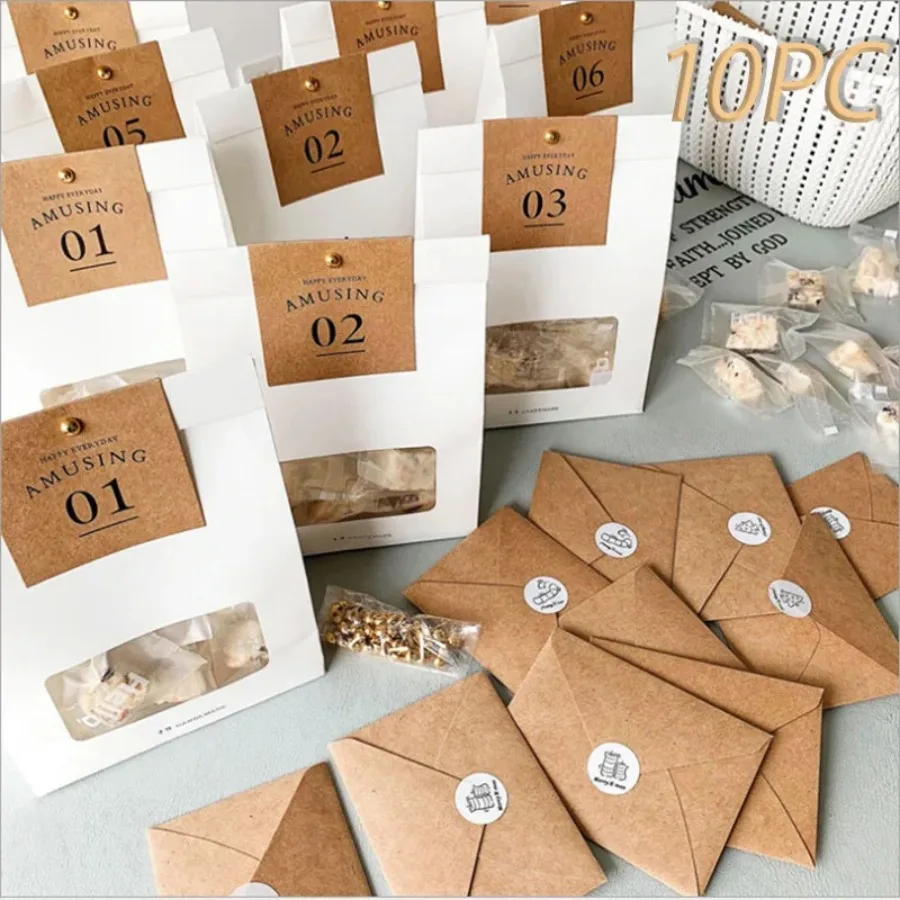 10PCS Stand Up Kraft Paper Pouches Resealable Zipper Snack Bags for Cookies Bread Pastries Coffee - Image 4