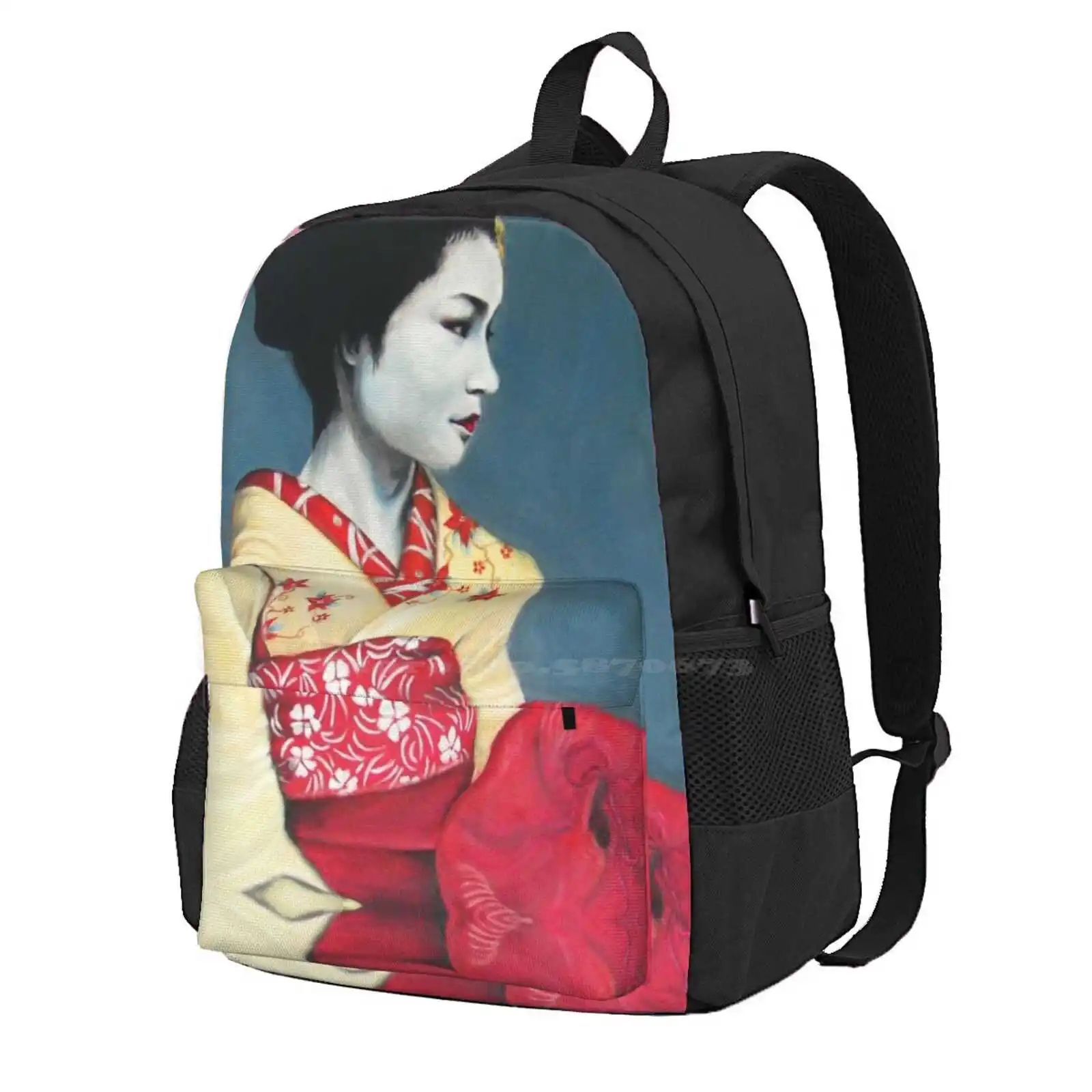 Maiko Hot Sale Schoolbag Backpack Fashion Bags Geisha Girl Japanese Kimono Maiko Red Yellow